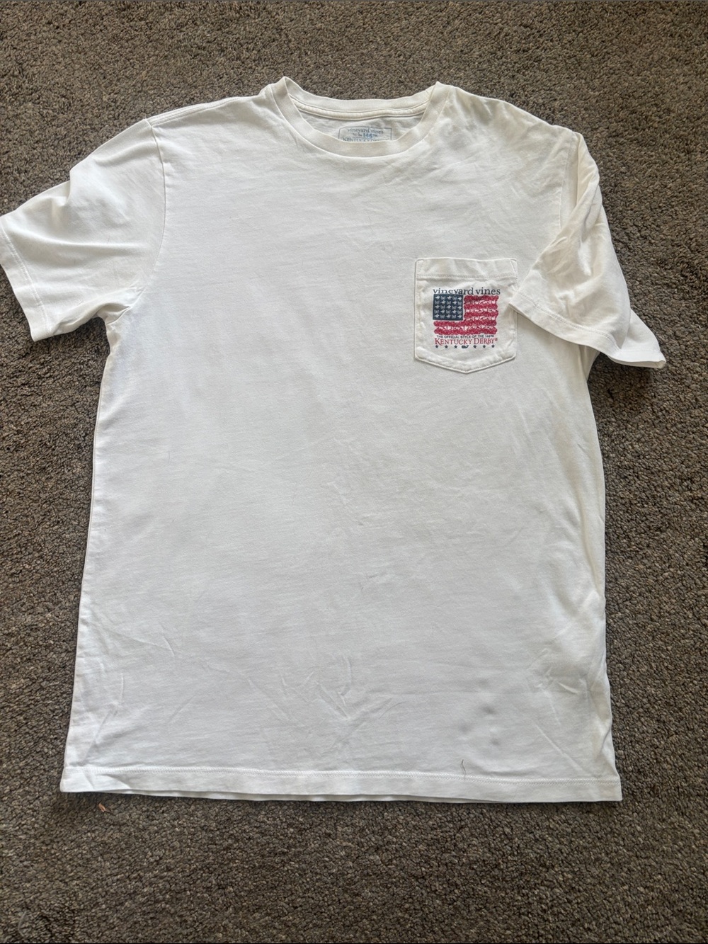 Vineyard Vines White Short-Sleeve Tee with Flag Pocket